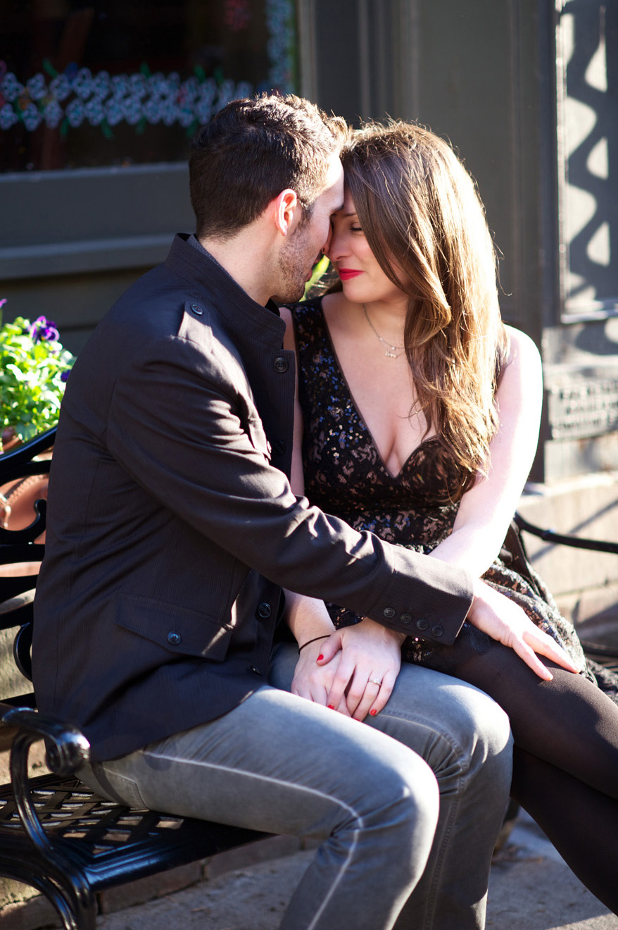 Engagement photos taken in Brooklyn near the Brooklyn Bridge by Brooklyn Wedding Photographer XOANDREA